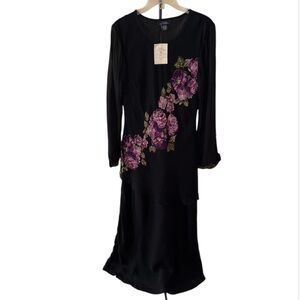 Glamour Angel Black & Purple Floral Maxi Dress